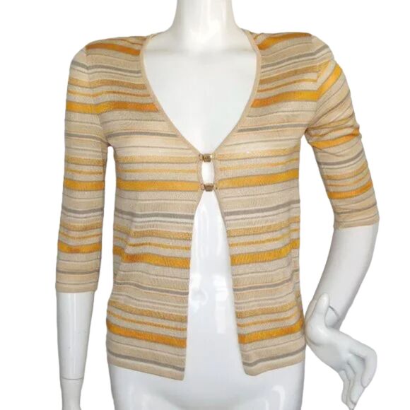 ESCADA Twin Set, 4/6, Jacket/Tank, Golden yellow/Tan Stripes, Magnetic clasps - Picture 7 of 15
